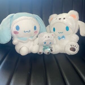 White and Blue Stuffed Animal Plush Set